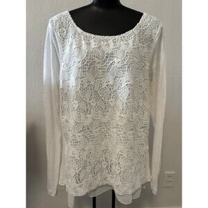 Sundance Catalog Tunic Top / Blouse Size Small White Lace Long Sleeve